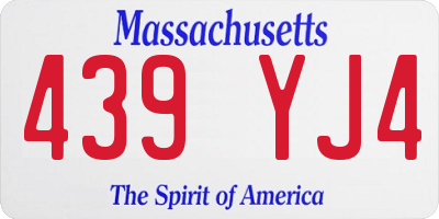 MA license plate 439YJ4