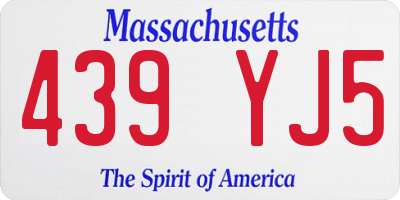 MA license plate 439YJ5