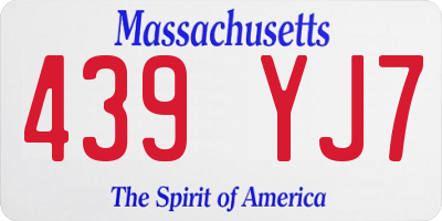 MA license plate 439YJ7