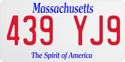 MA license plate 439YJ9