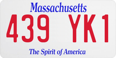 MA license plate 439YK1