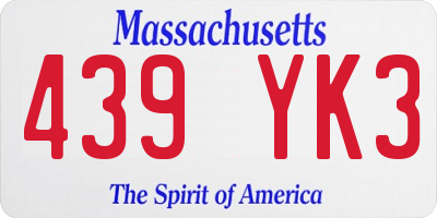 MA license plate 439YK3