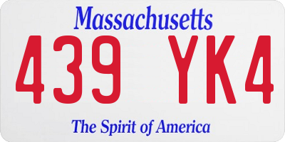 MA license plate 439YK4