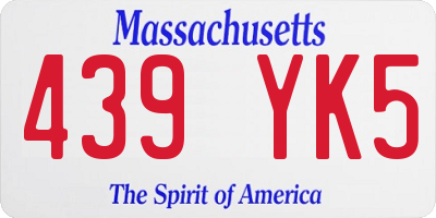MA license plate 439YK5