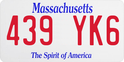 MA license plate 439YK6