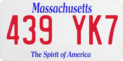MA license plate 439YK7