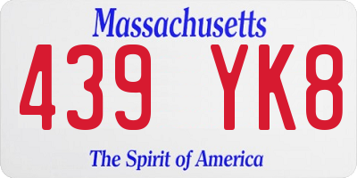 MA license plate 439YK8