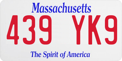 MA license plate 439YK9