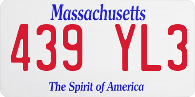 MA license plate 439YL3