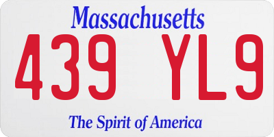 MA license plate 439YL9