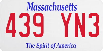 MA license plate 439YN3