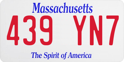 MA license plate 439YN7