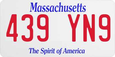 MA license plate 439YN9