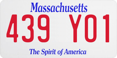 MA license plate 439YO1