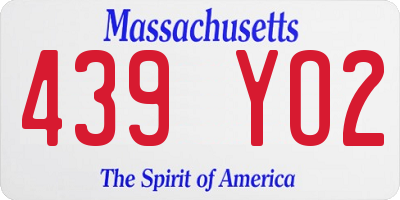 MA license plate 439YO2