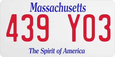 MA license plate 439YO3