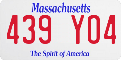 MA license plate 439YO4