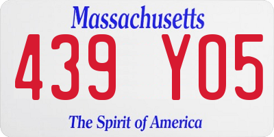 MA license plate 439YO5