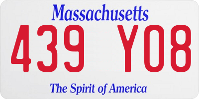 MA license plate 439YO8