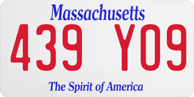 MA license plate 439YO9