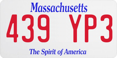 MA license plate 439YP3