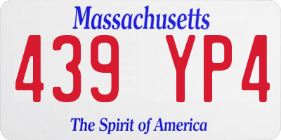 MA license plate 439YP4