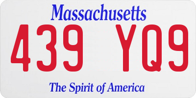 MA license plate 439YQ9
