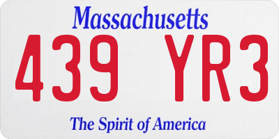 MA license plate 439YR3