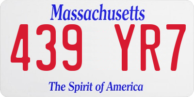 MA license plate 439YR7