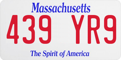 MA license plate 439YR9