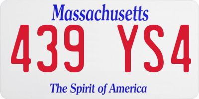 MA license plate 439YS4