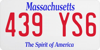 MA license plate 439YS6
