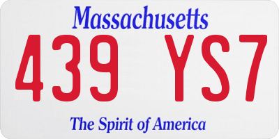 MA license plate 439YS7