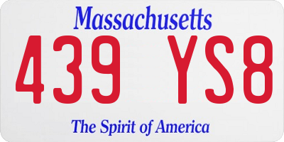 MA license plate 439YS8