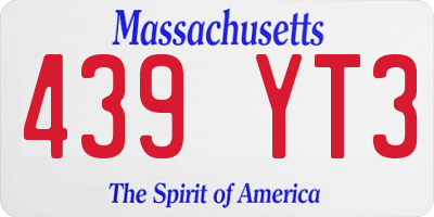 MA license plate 439YT3
