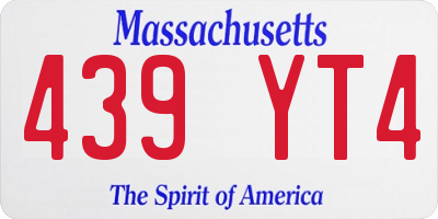 MA license plate 439YT4