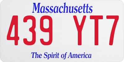 MA license plate 439YT7