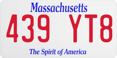 MA license plate 439YT8