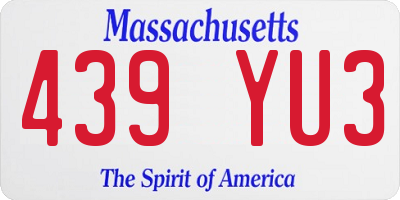 MA license plate 439YU3