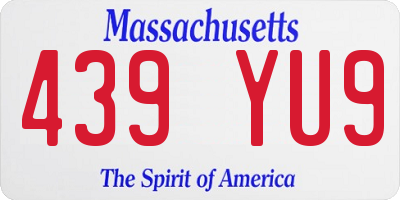MA license plate 439YU9