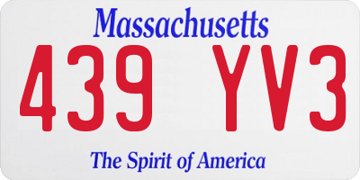 MA license plate 439YV3