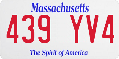 MA license plate 439YV4