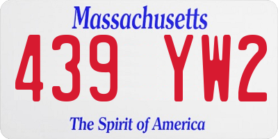 MA license plate 439YW2