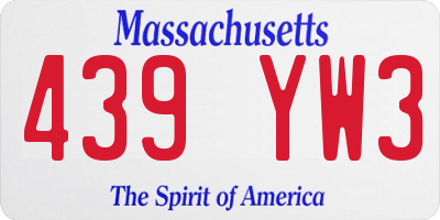 MA license plate 439YW3