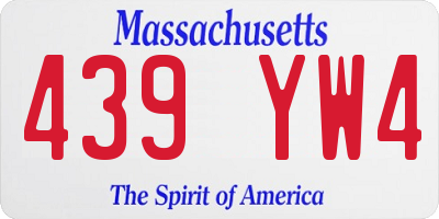 MA license plate 439YW4