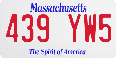 MA license plate 439YW5