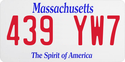 MA license plate 439YW7