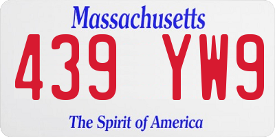 MA license plate 439YW9