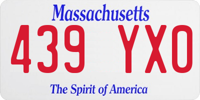 MA license plate 439YX0