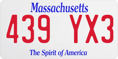 MA license plate 439YX3